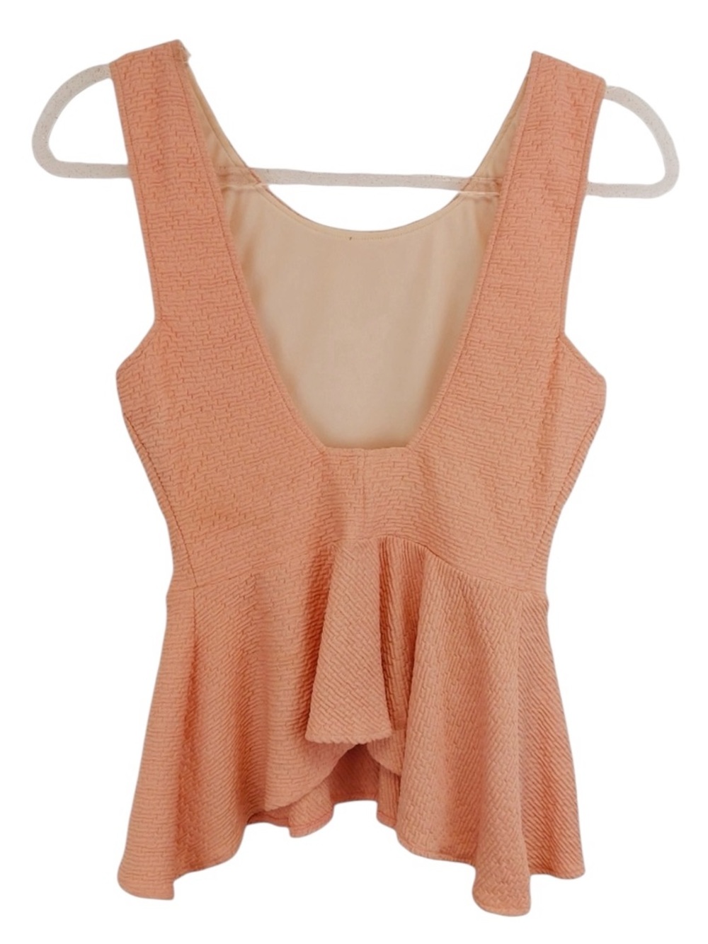Gauze Woven Knit Peplum Low Back Top Babydoll Blouse